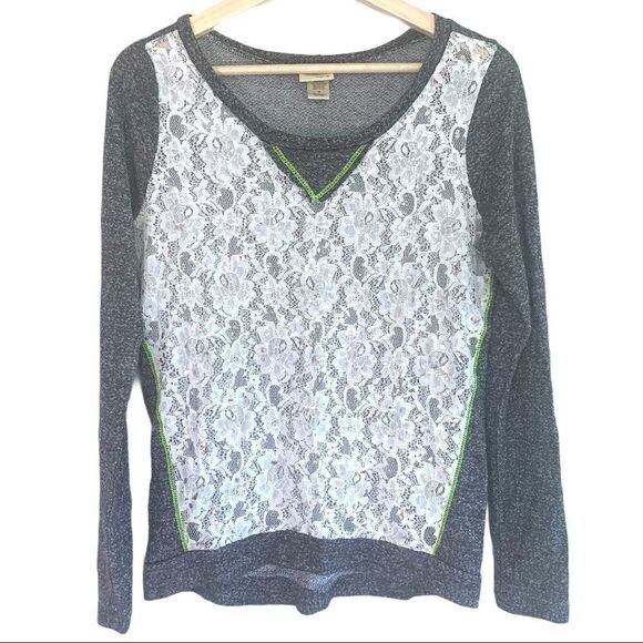 Daytrip Lace Overlay Crew Neck Top - Picture 1 of 6